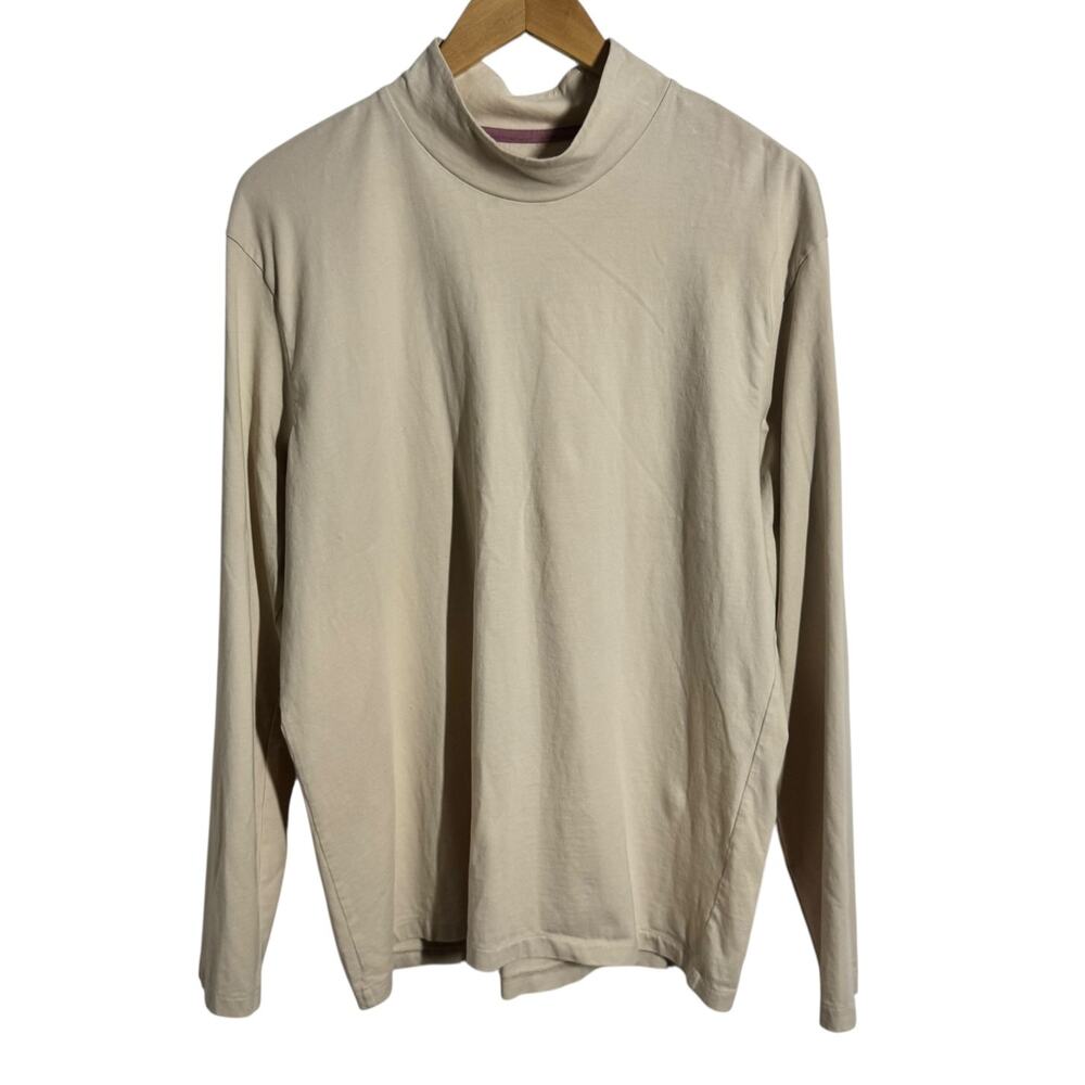 Bonobos Shirt Mens M Cream Long Sleeve Mock Neck 100% Cotton Layer Outdoor‎ Golf